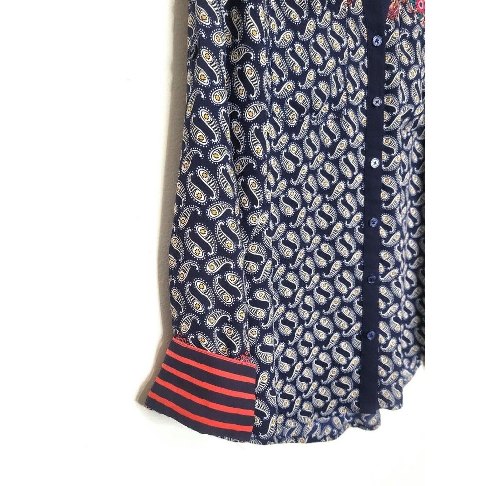 Express Portofino Slim Fit Button Down Shirt Paisley Floral Print Striped Size S - Picture 7 of 12